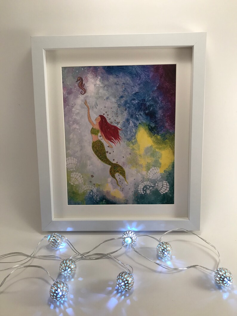 Mermaid Print Mermaid Painting Home decor Ocean Acrylic | Etsy