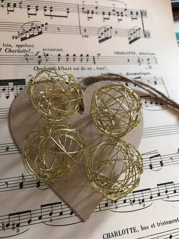 Set Of Gold Decorative Balls Etsy