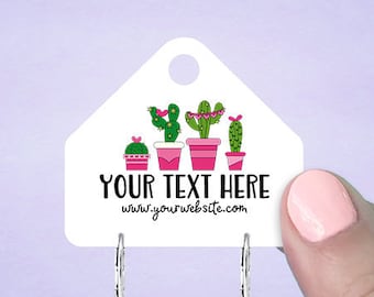 Hanging Earring Cards, Personalized Set of 80 2 x 1 3/4" Earring Cards with Printed Potted Cactus Design Included, D00098-16