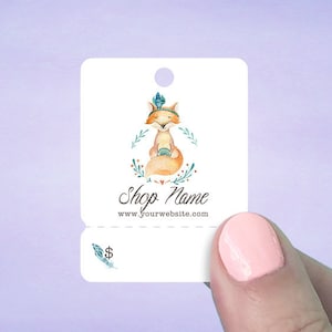 Tear Off Hang Tags 95 pcs, Hang Tags, Personalized Tags, Price Tag, Custom Price Tag, Merchandise Tag, Boho Fox Design, D00018-03