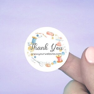 1 1/2" Circle Personalized Thank You Stickers, Wedding Favors, Sewing Room Design, 60 Pcs, D00084-15