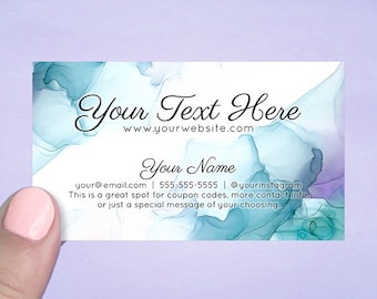 Business Cards, Personalized Business Cards, Custom Business Cards, Calling Card, Social Media Card, Alcohol Ink Design, 72 Pcs D00032-10