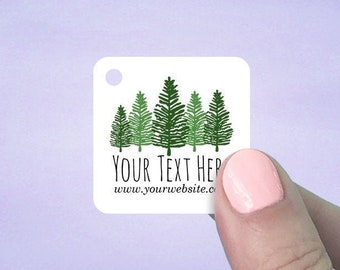 Small Hang Tags, Personalized with Pine Tree Design, 2 x 4" Set of 60 Jewelry Tags, D00104-04