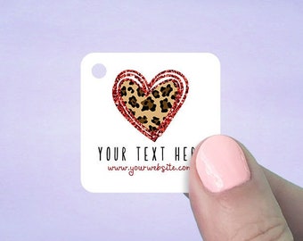 Custom Hang Tags for Jewelry Packaging, Price Tags, Custom Product Packaging, Hang Tags, Jewelry Packaging, Leopard Hearts, D00043-04