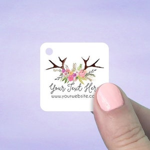 Custom Hang Tags, Jewelry Tags, Personalized Tag, Price Tag, Jewelry Packaging, 1 1/2" 120 Pcs, Spring Bouquet & Antlers, D00038-04