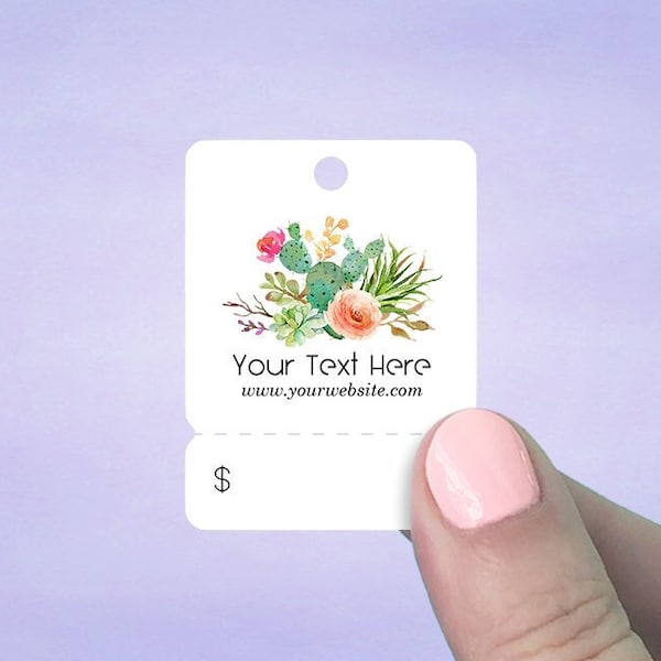 Tear Off Hang Tags 95 pcs, Hang Tags, Personalized Tags, Price Tags, Custom Price Tags, Merchandise Tags, Cactus Garden Design, D00005-03