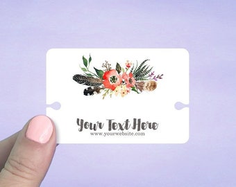 Personalized Bracelet Display Cards, Jewelry Display Cards, Western Floral Feathers Design, D00087-07