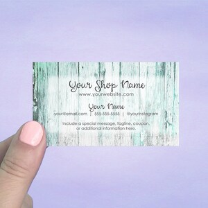 Business Cards, Personalized Business Cards, Custom Business Cards, Social Media Card, Teal Wood Design, 72 Pcs, D00064-10