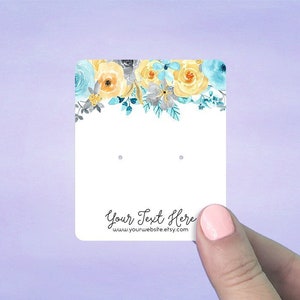 Earring Cards | Custom Earring Cards | Necklace Cards | Jewelry Tags | Jewelry Cards | Blue & Gold Floral Design | D00028-01