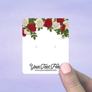 Earring Cards, Personalized Jewelry Cards for Earrings, Necklaces, Keychains, and More, Rose Garden Design Included, D00097-01