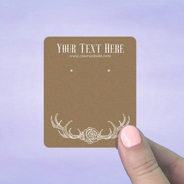 Earring Cards, Necklace Cards, Jewelry Display Cards, Custom Earring Cards, Rose & Antlers, D00099-01