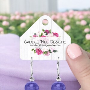 Hanging Earring Cards, Personalized Set of 80 2 x 1 3/4&quot; Earring Cards with Printed Barnwood Floral Design Included, D00037-16