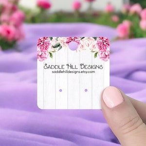 Barnwood Floral Hanging Stud Earring Cards, Personalized Jewelry Cards, Hanging Earring Display Cards, 2 x 2&quot; 120 pcs, D00037-22