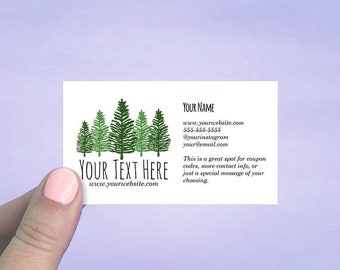 Business Cards, Personalized Business Cards, Custom Business Cards, Social Media Card, Pine Trees Design, 72 Pcs, D00104-10