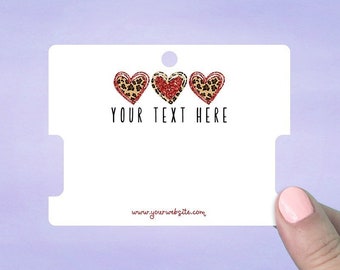 Personalized Hanging Bracelet Cards, Display Cards Printed with Leopard Hearts Design and Text, 4 x 3" Package of 36 Cards, D00043-25