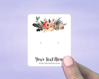 Personalized Jewelry Display Cards, Earring Cards, Necklace Cards, Western Floral Feather Design, D00087-01