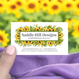 Cartes de visite, Cartes de visite personnalisées, Cartes de visite personnalisées, Cartes de réseaux sociaux, Design de jardin de tournesols, 72 pièces, D00071-10