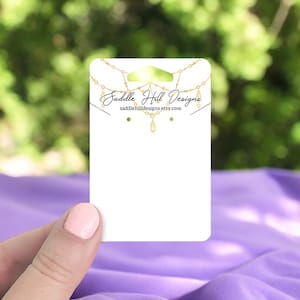 Gold Bead Hanging Necklace and Earring Cards, Personalized Jewelry Cards, Hanging Earring Display Cards, 2 x 3&quot; Set of 75 pcs, D00001-28