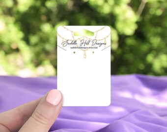 Gold Bead Hanging Necklace and Earring Cards, Personalized Jewelry Cards, Hanging Earring Display Cards, 2 x 3" Set of 75 pcs, D00001-28