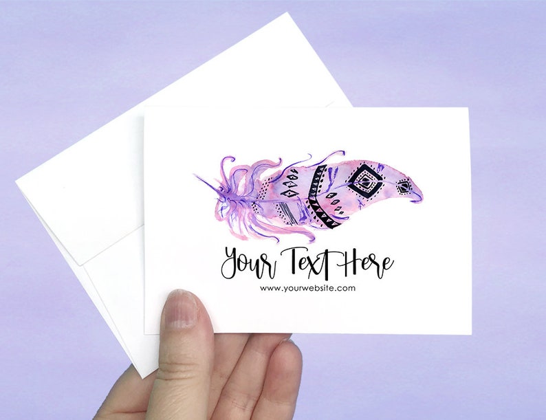 D00042-11 Tribal Feather Design A1 Cards and Envelopes 12 pcs Custom Note Cards with Envelopes
