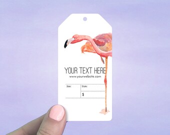 Clothing Hang Tags, Clothing Tags, Personalized Tags, Price Tags, Large Hang Tags, 2 x 4" 60 Pcs, Flamingo Design, D00021-18