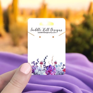Cartes de collier et boucles d'oreilles à suspendre violettes succulentes, Cartes de bijoux personnalisées, Cartes de boucles d'oreilles à suspendre, Lot de 75 pièces 2 x 3 po., D00003-28