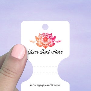 Small Custom Fold Over Tags, Hang Tags, Personalized Tag, Price Tag, Necklace Tag, Bracelet Tag, Bright Lotus, 60 Pcs, D00094-05