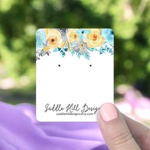 Earring Cards | Custom Earring Cards | Necklace Cards | Jewelry Tags | Jewelry Cards | Blue & Gold Floral Design | D00028-01