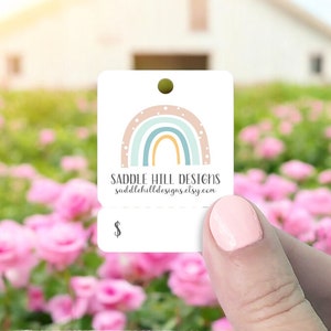 Tear Off Hang Tags 95 pcs, Hang Tags, Personalized Tags, Price Tags, Custom Price Tags, Merchandise Tags, Pastel Rainbow Design, D00048-03