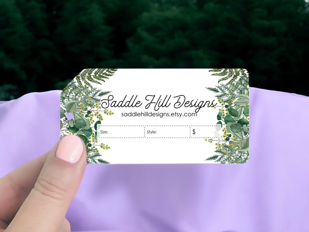 Large Hang Tags, Personalized With Green Fern Design, 2 X 4