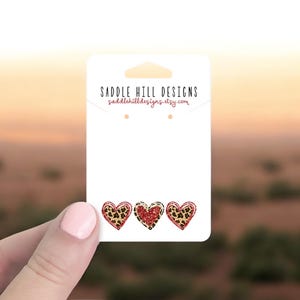 Leopard Hearts Hanging Necklace and Earring Cards, Personalized Jewelry Cards, Hanging Earring Cards, 2 x 3&quot; Set of 75 pcs, D00043-28