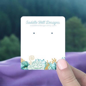 Turquoise & Gold Floral Earring Cards, Custom Earring Cards, Necklace Cards, Personalized Jewelry Cards, Jewelry Display Cards, D00069-01