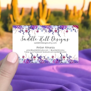 Cartes de visite, Cartes de visite personnalisées, Cartes de visite personnalisées, Cartes de réseaux sociaux, Modèle violet succulent, 72 pièces, D00003-10