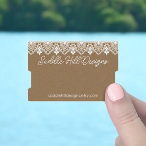 Cartes de présentation FOE d'élastiques à cheveux personnalisés Kraft & White Lace, D00085-09