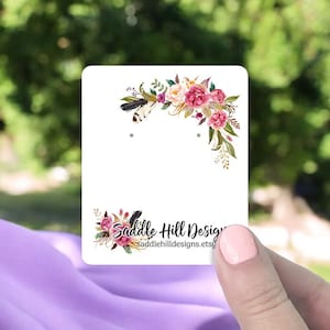 Cartes de boucles d'oreilles personnalisées, présentoir à bijoux, porte-boucles d'oreilles, emballage de bijoux et de produit, porte-bijoux, plumes et fleurs, D00008-01
