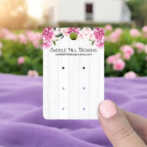 Barnwood Floral Hanging Three Pair Earring Cards, Personalized Jewelry Cards, Hanging Earring Cards, 2 x 3&quot; Set of 75 pcs, D00037-27