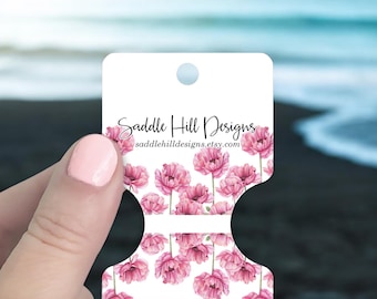 60 Pcs Pink Poppies Small Fold Over Hang Tags, D00023-05