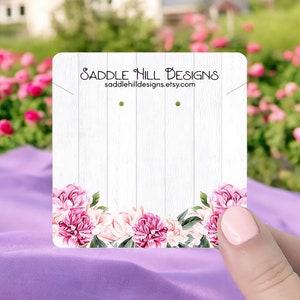 Barnwood Floral Earring Cards with Necklace Slits, Personalized Jewelry Cards, Jewelry Box Card Insert, Jewelry Display Cards, D00037-20