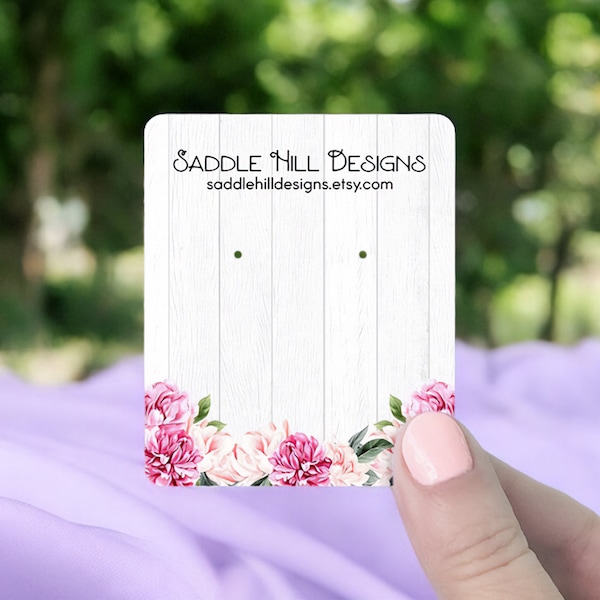 Earring Cards, Necklace Cards, Personalized Jewelry Display Cards, Barnwood Floral Design, D00037-01