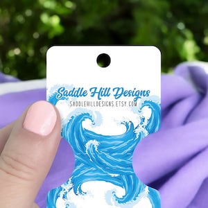 60 Pcs Ocean Waves Small Fold Over Hang Tags, D00022-05