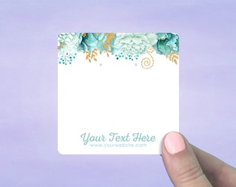 Turquoise & Gold Floral Earring Cards with Necklace Slits, Personalized Jewelry Cards, Jewelry Box Card Insert, Jewelry Display, D00069-20