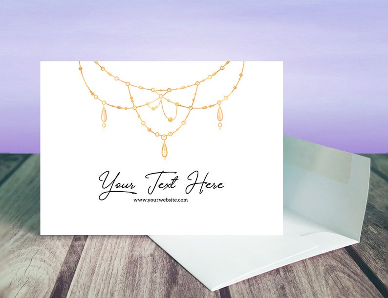 D00001-11 Gold Bead Design 12 pcs A1 Cards and Envelopes Custom Note Cards with Envelopes