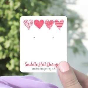 Jewelry Cards, Earring Cards, Earring Display, Custom Jewelry Packaging, Custom Earring Cards, Earrings Holder, Pink Hearts, D00041-01
