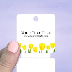 Custom Fold Over Tags 45 pcs, Hang Tags, Personalized Tags, Price Tags, Necklace Tags, Bracelet Tags, Yellow Tulips Design, D00105-06