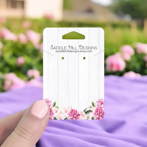 Barnwood Floral Hanging Necklace and Earring Cards, Personalized Jewelry Cards, Hanging Earring Cards, 2 x 3&quot; Set of 75 pcs, D00037-28