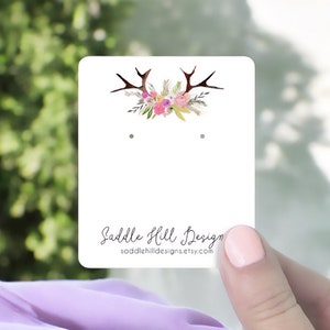 Personalized Jewelry Display Cards, Earring Cards, Necklace Cards, Spring Bouquet & Antlers Design, D00038-01