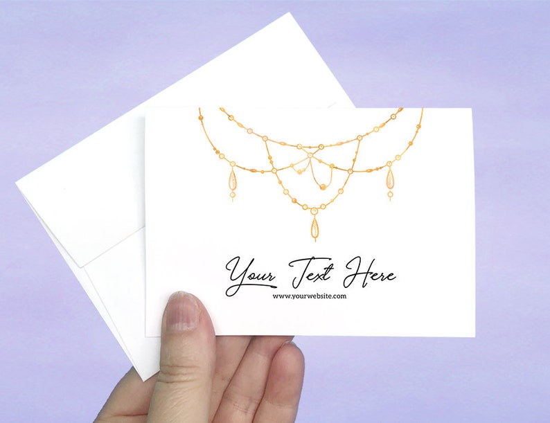 D00001-11 Gold Bead Design 12 pcs A1 Cards and Envelopes Custom Note Cards with Envelopes