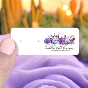 Mini Earring Cards 105 pcs, Earring Cards, Stud Cards, Stud Earring Card, Jewelry Display Cards, Violet Succulent Design, D00003-02