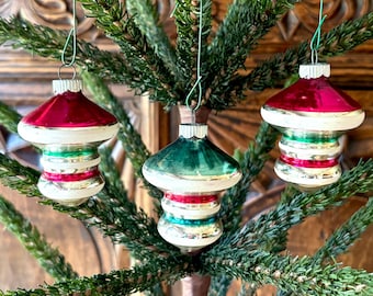 Three Vintage Shiny Brite Mercury Glass Christmas Ornaments