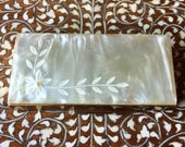 Mother of Pearl Compact Floral Decorated Vintage Ladies Compact